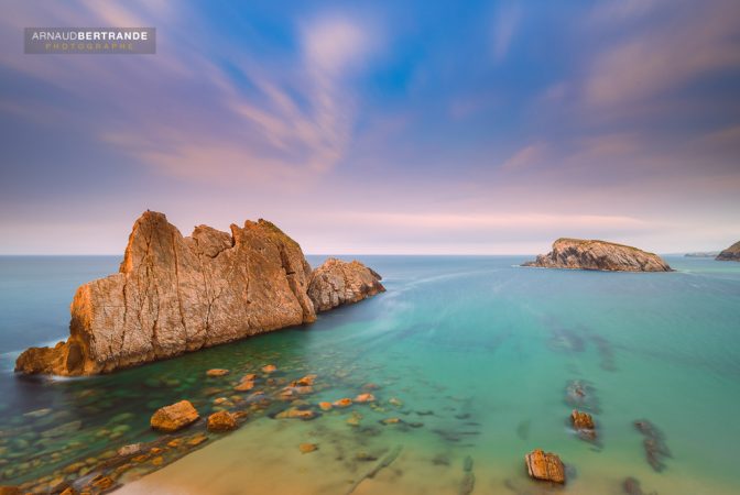 Playa de la Arnia au coucher du soleil