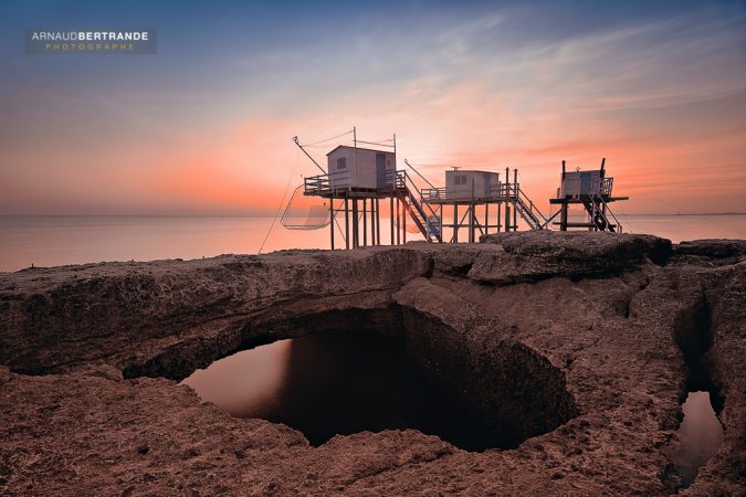 Carrelets à St-Palais sur mer au coucher du soleil